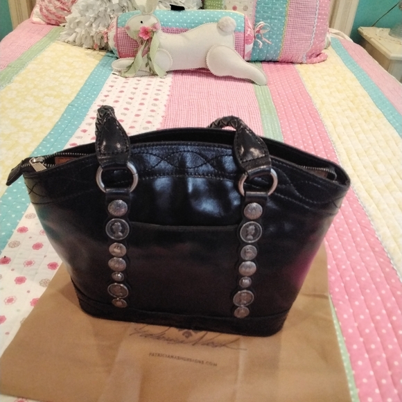 Patricia Nash Zorita Satchel Renaissance Coin Black Leather Tote Braided Purse - Picture 6 of 6